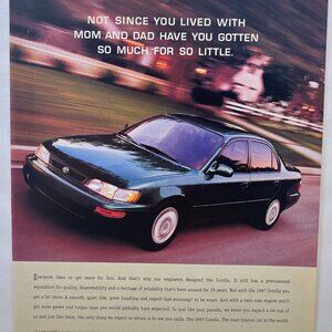 Toyota Corolla Vintage Print Ad Retro 1996 Auto Compact Cars